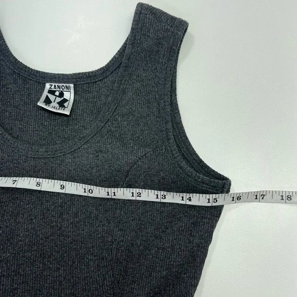 Vintage 90s Zaloni by Jalate Ribbed Tank Swing Dress Size Small Gray - Picture 6 of 13